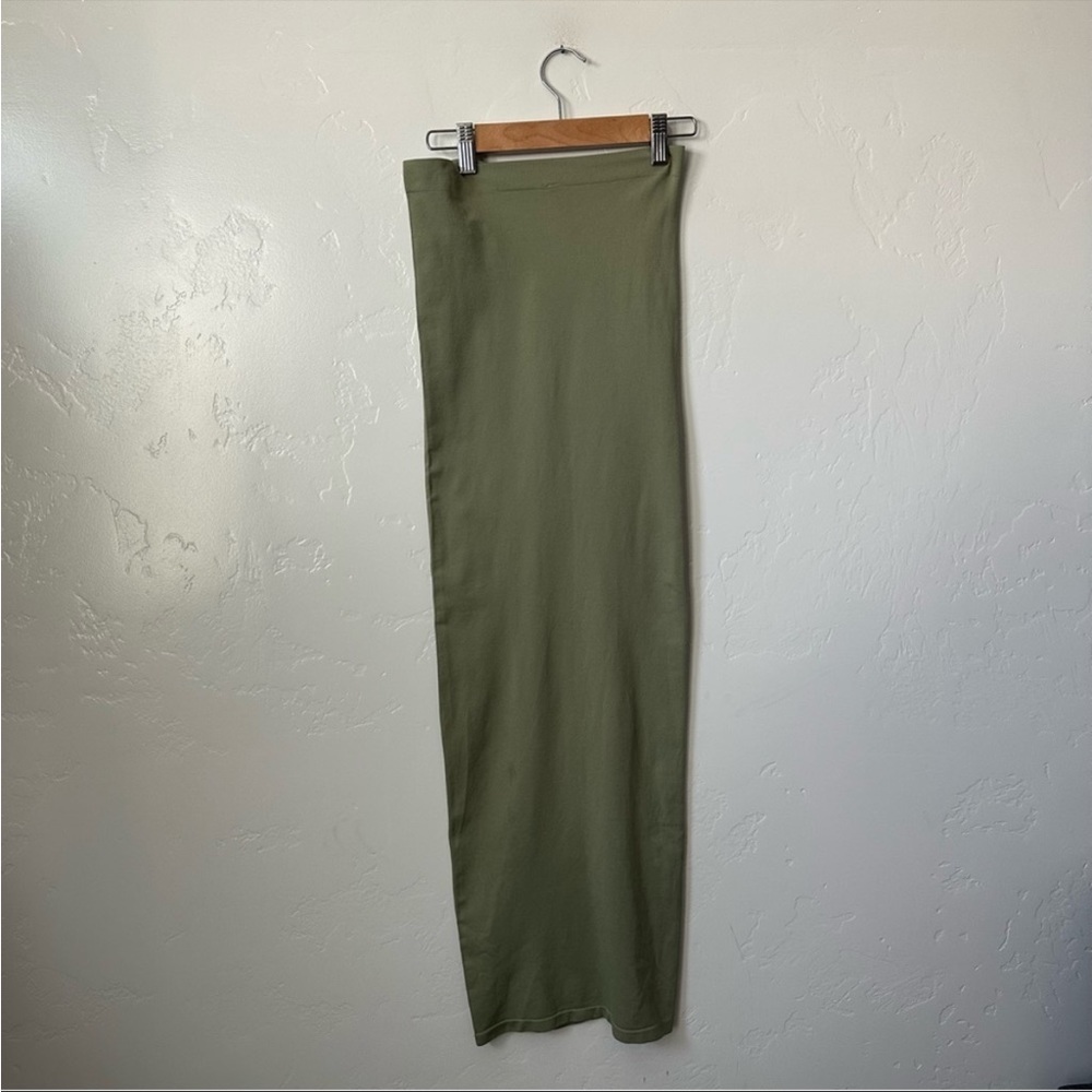 BABATON | Light Green Strapless Bodycon Midi Dress